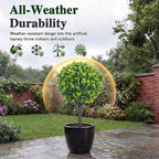 PATIO CHOICE Artificial Topiary Boxwood Ball Trees Set of 2 30" Fake Outdoor Plants Realistic Olive Tree Fake Bushes Lifelike Shrubs Decorations for Outdoor Indoor Front Porch Garden