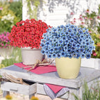 AmyHomie 20 Bundles Artificial Flowers for Outdoors UV Resistant Fake Plants, Faux Silk Flowers No Fade for Planters Garden Porch Window Box Spring Summer Decoration(Blue)