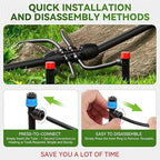 Drip Irrigation System,106FT Automatic Garden Watering System with 1/2" & 1/4" Fast-Lock Tubing Adjustable Nozzles & Sprinklers,Quick-Connect Drip Irrigation System Kit for Garden,Lawn,Potted Plants