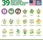 Medicinal Herb Seeds Variety Pack – 39 Heirloom Non-GMO Apothecary Seed Kit, Herbal Medicine & Tea Garden, Made in USA