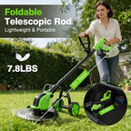 12" Stringless Weed Wacker Cordless Eater, 20000 RPM Powerful Battery Powered Trimmer Edger Lawn Tool, 21V 6000mAh Electric Wheeled Lawn Edger with Blades, Foldable& Lightweight Design Brush Cutter