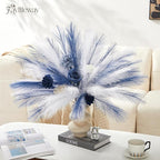 50PCS Pampas Grass Decor, 17" Pampas Grass, Fluffy Small Pampas Grass for Vase Filler Home Wedding Wall Table Party Decoration（Blue&White）