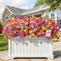 Alupssuc 48 Bundles Artificial Flowers for Outdoors Decoration, UV Resistant Silk Faux Daisy Flora Spring Fake Plastic Plants Greenery for Outside Indoor Yard Home Porch Window Box Decor, Mix 5 Colors