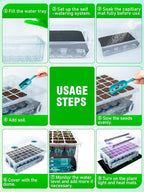 Self-Watering Seed Starter Tray with Grow Light and Heat Mat, 80-Cell Plant Starter Trays Seed Starter Kit, Seed Starter Tray for Seed Starting, Plant Germination & Seedling Growing, 2 Pack
