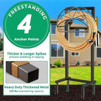 TomCare Garden Hose Holder Upgraded Water Hose Holder Heavy Duty 4 Spikes Hose Hanger Holds 160 Feet Hoses Stable Freestanding Hose Storage Organizer for Outside Yard