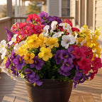 Artificial Flowers for Outdoors Fake Plants Outside Decoration, 12 Bundles Silk Petunia with Eucalyptus UV Resistant Realistic Faux Flowers for Outdoor Planters Garden Balcony (4 Color)