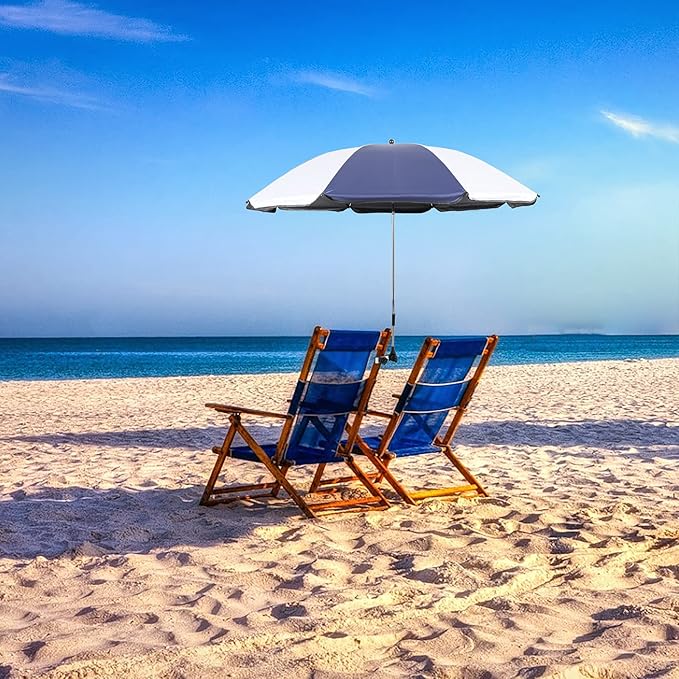 Chair Umbrella with Clamp,46 inches UPF 50+ Clip on Parasol for Patio,Beach Chairs,Strollers,Wheelchairs,Golf Carts