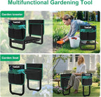 TomCare Garden Kneeler and Seat 11.14” Wider Larger Soft Kneeling Pad Garden Bench with 2 Large Tools Pouches Heavy Duty Foldable Garden Stool Gardening Gifts for Women Men Gardeners Seniors, Black