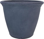 Sunnydaze 20-Inch Anjelica Large Plastic Pot for Plants - Outdoor Double-Walled Large Plastic Planter with Drillable Drainage Holes - Slate - 2pk