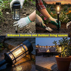 ILANCK Solar Lights Outdoor Waterproof, 8 Pack 21" Solar Pathway Lights with Metal & Glass, Auto On/Off Garden Lights for Yard, Landscape, Driveway Walkway