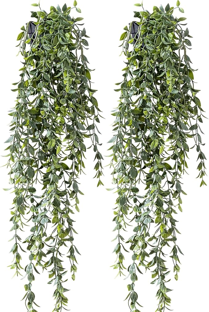 Artificial Hanging Plant 2 Pcs Faux Plant Ivy Vine Faux Eucalyptus Vines Fake Potted Greenery for Wall Living Room Home Shelf Office Bathroom Outdoor Indoor Decor (Type 2)