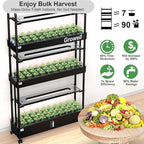Growell Large Hydroponics Growing System Kit, 90 Pods Vertical Hydroponic Garden with 2 Light Modes Grow Light, Auto Circulating Water System, 40L Indoor Gardening System for Herb Vegetable Fruit