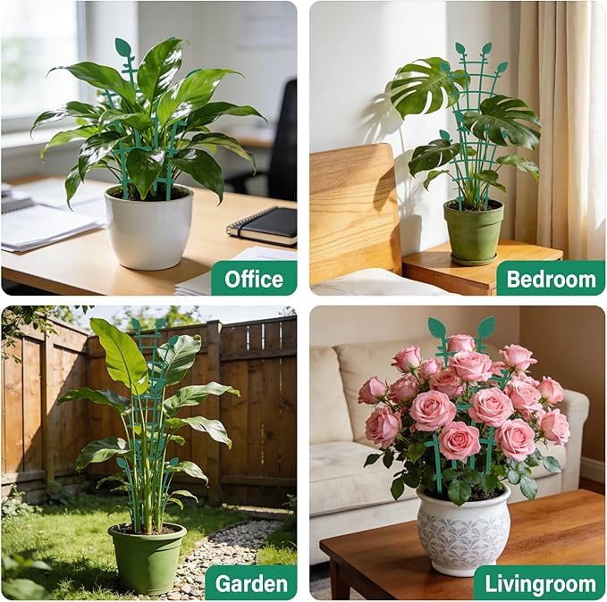 4 Pack Trellis for Potted Plants, Simple to Install Stackable Small Plant Trellis for Indoor & Outdoor, Climbing Plant Support for Pothos, Houseplants Flower, Hoya, Vine, Ivy