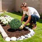 Artificial Boxwood Ball Bush for Outdoors 26 inch Set of 2 UV Resistant Faux Boxwood Ball Trees with Ground Spikes, Fake Boxwood Shrubs for Garden Patio Front Door Balcony
