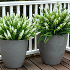 Geegoods Artificial Plants Flowers Outdoor – 24 Bundles UV Resistant Faux Lavender Flowers with Monkey Grass for Garden Porch Window Patio Hanging Planter Decor