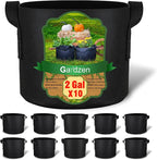 Gardzen 10-Pack 2 Gallon Grow Bags, 300G Thickened Fabric Grow Bags with Handles, Heavy Duty Aeration Plant Grow Bags