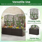 Giantex Raised Garden Bed with Trellis, 49'' Tall PE Rattan Planter Box w/Liner & Drainage, Metal Frame Privacy Screen for Vertical Climbing Plants, Vegetables & Flowers, Patio Balcony Gardening