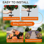 Artificial Flowers for Outdoors, Faux Outdoor Plants Fake Plants Topiary Balls Artificial Outdoor Set of 2 with Ground Spike for Home Front Porch Patio Garden Decor (Tangerine)