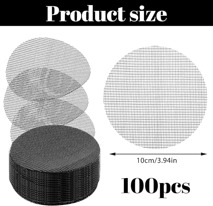 100 PCS Plant Pot Hole Mesh Pad, 4 Inch Drainage Mesh Round Reusable Bonsai Planter Bottom Grid Mat Prevents Soil Leakage for Gardeners