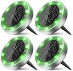 Peasur Mini Solar Ground Lights Outdoor, 4 Pack Flat Solar Powered Disc Lights, IP68 Waterproof, Anti-Rust, Landscape Lighting for Pathway Garden Yard Lawn Walkway Landscape Driveway, Green