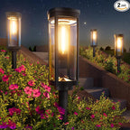 BITPOTT Bright Solar Pathway Lights, 2 Pack Solar Lights Outdoor Waterproof IP65, Auto On/Off Path Landscape Lighting, Long Lasting Outdoor Light for Yard Garden Walkway Landscape Lawn Patio Lighting