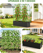 Cucumber Trellis for Climbing Plants Outdoor, A-Shape Garden Trellis for Raised Bed, Metal Plant Trellis with Garden Netting for Flower Vegetables, Pea, Grape (50 * 17 * 65inch(L*W*H)