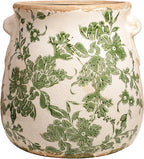 Xiaan Jiaju Ceramic Flower Vase Home Decor, Farmhouse Cottagecore Vases & Planting Pots with Drainage, English Cottage Kitchen Dining Table Decorations for House Living Room Bookshelf, Green