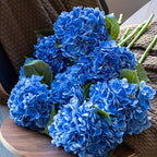 DUYONE 4Pcs 22 inch Lifelike Artificial Hydrangea, 2 Blue & 2 Dark Blue Large Flowers Artificial Flowers Dry Flowers Outdoor Wedding Christmas Office Family Party Living Room Table Deco