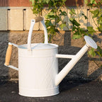 1 Gallon Watering Can with Wooden Handles, White, Galvanized, Metal Watering Can with Removable Spout, Perfect Water Can for Indoor and Outdoor Plants