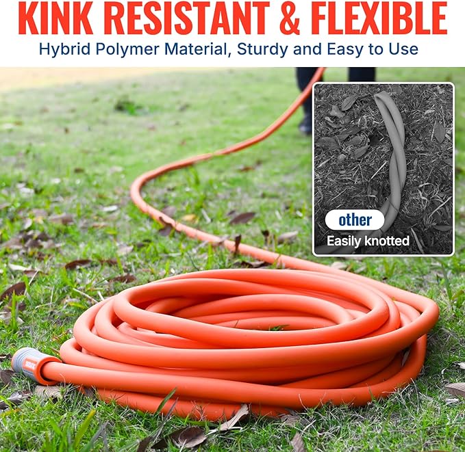YAMATIC Heavy Duty Garden Hose 5/8 in x 100 ft, Super Flexible Lightweight Water Hose, 360° Rotating Connector, 600 PSI Burst, Solid Brass 3/4" GHT Fittings, All-Weather