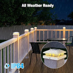 VOLISUN 4x4 Solar Cap Light 8pack, Solar Fence - Post Lights Outdoor Waterproof for Wood/Vinyl, White Deck Cap Light Solar Powered with Warm White for Garden/Patio/Porch