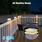 VOLISUN 4x4 Solar Cap Lights 16-Pack, Outdoor Waterproof for Wooden/Vinyl Posts, White Deck Lights Solar Powered, Warm White for Garden/Patio/Porch