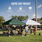 CROWN SHADES 10x10 Pop Up Canopy - Beach Tent with One Push Setup - Easy Outdoor Sun Shade for Events, Parties, Camping - Gazebo with STO-N-Go Cover Bag, Silver Coated Top, Forest Green