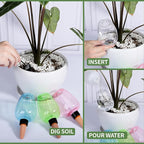 4 Pcs Plant Watering Globes Self Watering Planter Insert Plants Top Fill Water Device Plastic Water Bulbs Slow Release Terracotta for Plants, Pink