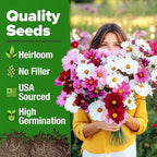 HOME GROWN Cosmos Flower Seeds Bulk Pack for 2026 (1.8 oz) 8,000+ Heirloom Annual Wildflower Seeds Pollinator-Friendly Mix for Pollinators & Outdoor Gardens