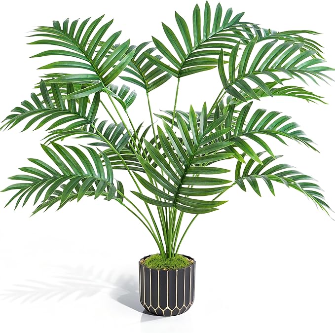 28" Artificial Areca Palm Plant Tall Fake Faux Plants Indoor Outdoor Tree for Living Room Home House Decoration