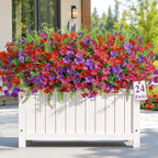 Alupssuc 24 Bundles Artificial Flowers for Outdoors Planters Spring Decoration, UV Resistant Faux Eucalyptus Violet and Lavender Silk Fake Plants for Outside Indoor Yard Home Patio Decor, Mix 3 Colors