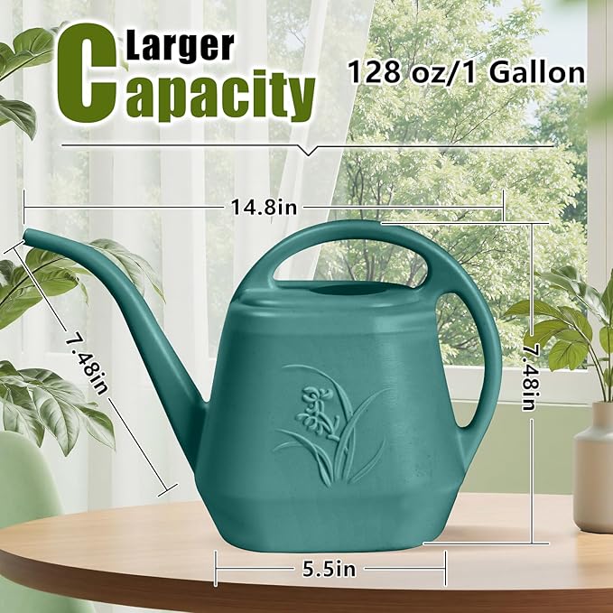 Plastic Watering Can - Green Color - 1 Gallon