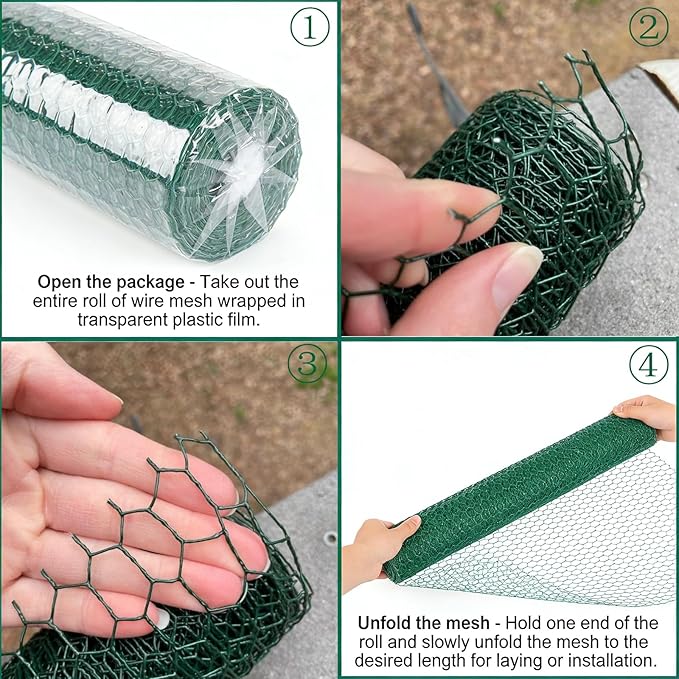 16ftx11.8In Plant Protectors from Animals,Plant Cages for Outdoor Plants,Wire Plant Protector Cage,Wire Plant Protector,Chicken Wire Cloche with Ground Stakes & Nylon Ties Protect Plants from Animals