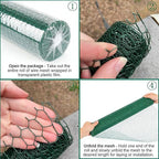 16ftx11.8In Plant Protectors from Animals,Plant Cages for Outdoor Plants,Wire Plant Protector Cage,Wire Plant Protector,Chicken Wire Cloche with Ground Stakes & Nylon Ties Protect Plants from Animals
