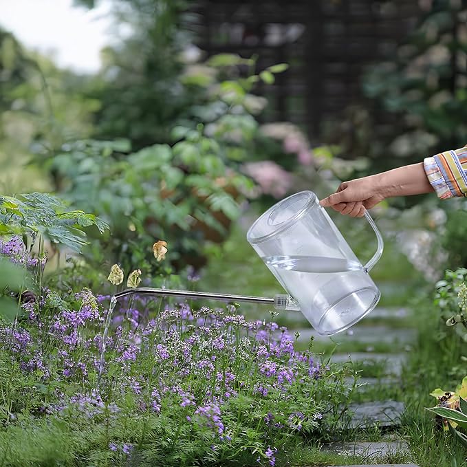 Plastic Watering Can - Small with Long Spout - 1/4 Gallon - 32 Oz - White
