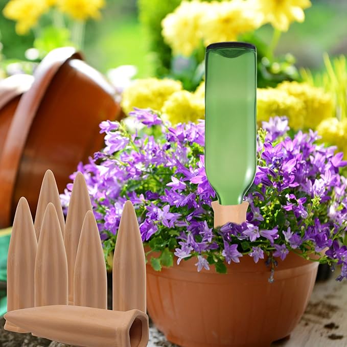 MorTime 8pcs Plant Watering Devices, Plant Waterer Self Watering Terracotta Spikes Automatically Water Your Indoor and Outdoor Plants While On Vacation