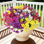 INQCMY Artificial Flowers for Outdoors Fake Plants Spring Summer Decoration, 12 Bundles Faux Petunias UV Resistant No Fade Realistic Silk Flower for Outside Planters Patio Porch Yard Window Box