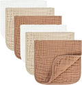 MIGIOL Baby Burp Cloths 100% Cotton Newborn Muslin Burp Cloths 10x20 inches Baby Essentials (6, White & Coffee)