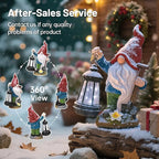 Gnome Garden Decor Statue with Lantern, Solar Gnomes Outdoor Decorations with LED Lights, Lawn Decor Yard Ornament for Patio Balcony, Mother's Day Birthday Gift for Mom Grandma