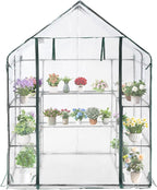 SUNGIFT Greenhouses for Outdoors, Upgraded PVC Cover Walk-in Greenhouse Kit 57x61x80 Inch, Zippered Windows Mesh Door, Plant Garden Hot House for Outside, Clear