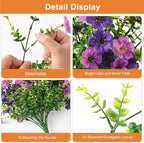 Artificial Hanging Flowers for Outdoors, 2 Pcs Fake Hanging Plant Spring Summer Decor, UV Resistant No Fade Faux Silk Daisy Flower for Planter Front Door Porch Patio Yard Garden(Double Purple)
