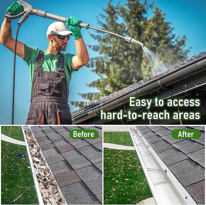 Dreyoo 3/4'' Heavy Duty Sweeper Nozzle for Gutter Cleaning Wand Replace Compatible with Dramm 22311, Brass Garden Hose Nozzle Suitable for Cleaning Gutters Sidewalks Driveways Watering