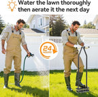 Knee-Friendly Manual Lawn Aerator Tool - 15 Heavy-Duty Steel Spikes,Spring-Loaded Auto-Clean Design, Pre-Assembled for Soil Loosening & Lawn Health, Garden/Yard Aeration Tool