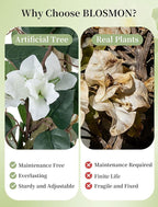 BLOSMON Bougainvillea Artificial Flower Tree: 5ft White Fake Flower Plant for Front Porch Decor - Faux Silk Floral Trees with Pot for Outdoor Garden Patio Indoor Home Office Floor Decoration